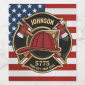 Firefighter Fire Rescue Department USA Flag Custom Weinetikett (Einzelnes Label)