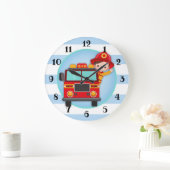 Firefighter Fire Truck Brown Große Wanduhr (Zuhause)