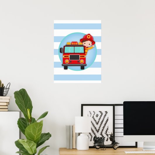 Firefighter Fire Truck Brown Poster (Heimbüro)