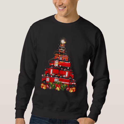 Firefighter Fire Truck Christmas Tree Xmas Sweatshirt (Vorderseite)
