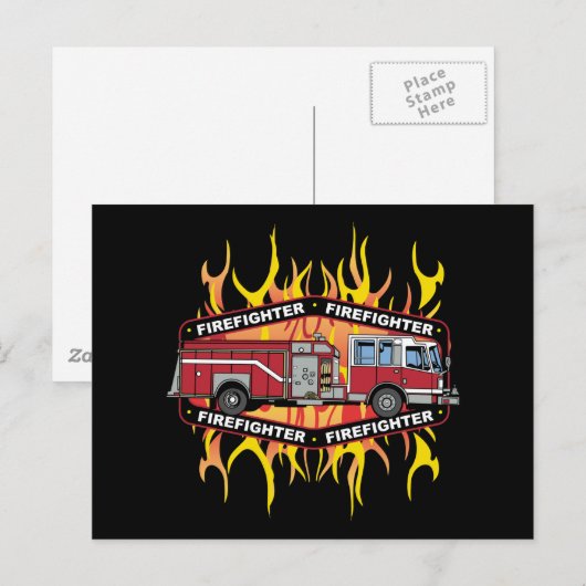 Firefighter Fire Truck Postkarte (Vorne/Hinten)
