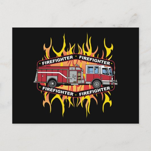 Firefighter Fire Truck Postkarte (Vorderseite)