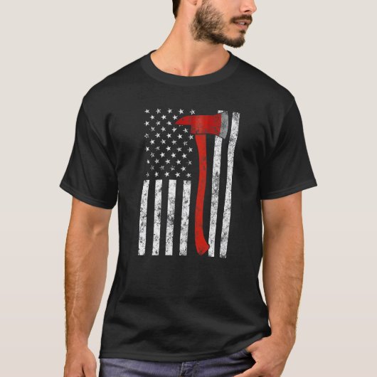 Firefighter Fireman Firefighting Patriotic America T-Shirt (Vorderseite)