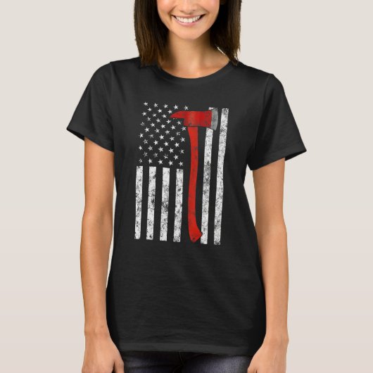 Firefighter Fireman Firefighting Patriotic America T-Shirt (Vorderseite)