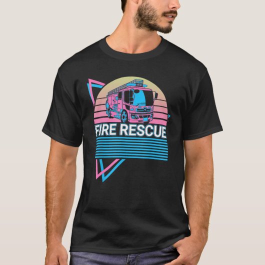 Firefighter Fireman Retro Fire Rescue T-Shirt (Vorderseite)