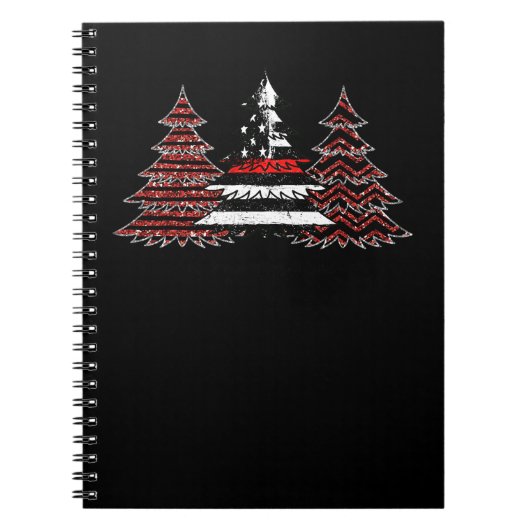 Firefighter Fireman USA Flag Pine Trees Feuerwehr Notizblock (Vorderseite)