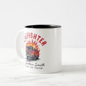 Firefighter Firetruck on Fire Rescue Zweifarbige Tasse (Vorderseite Links)