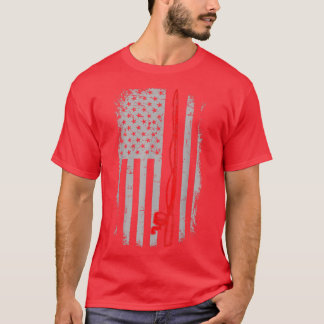 Firefighter Fisherman Red Line American Flag  T-Shirt