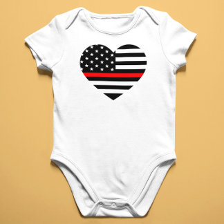 Firefighter-Flag zur Unterstützung des Herzens Baby Strampler