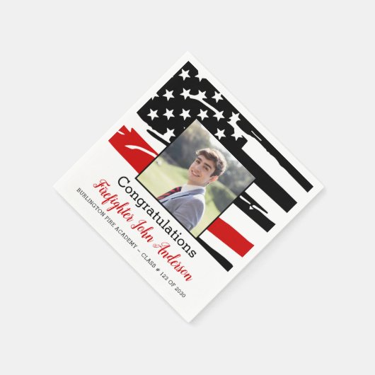 Firefighter-Foto Thin Red Line Abschluss Serviette (Ecke)