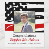 Firefighter-Foto Thin Red Line Abschluss Weinetikett (Einzelnes Label)