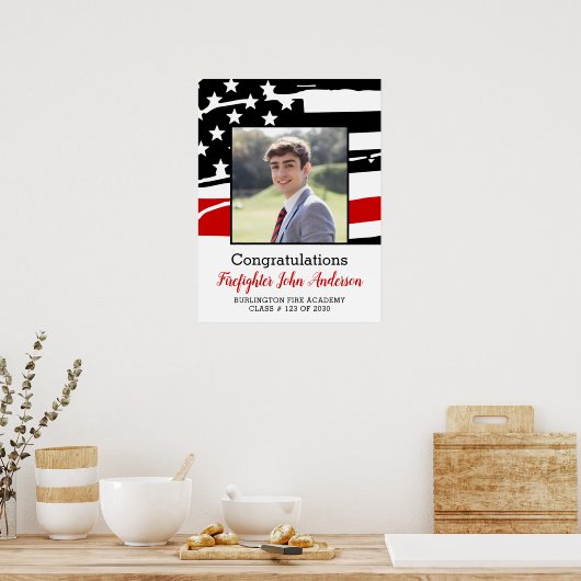 Firefighter Foto Thin Red Line Abschluss Willkomme Poster (Küche)