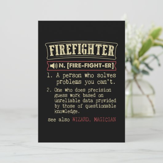 Firefighter Funny Dictionary Term.Png Save The Date (Stehend Vorderseite)