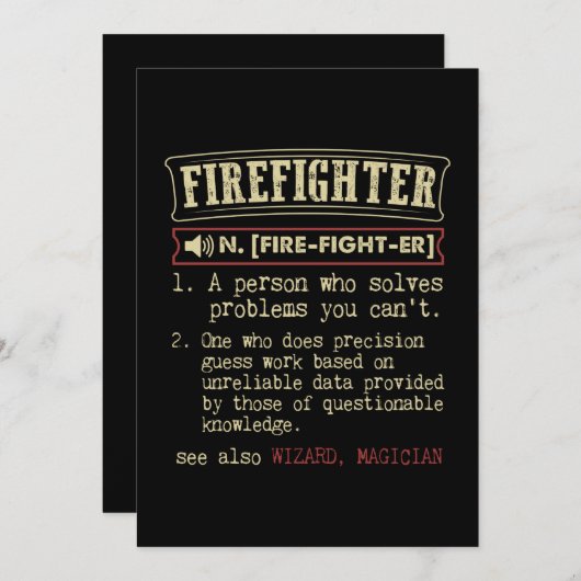 Firefighter Funny Dictionary Term.Png Save The Date (Vorne/Hinten)