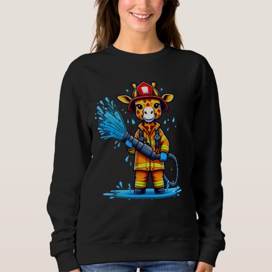 Firefighter Giraffe Fireman Animal Lover Giraffe Sweatshirt (Vorderseite)