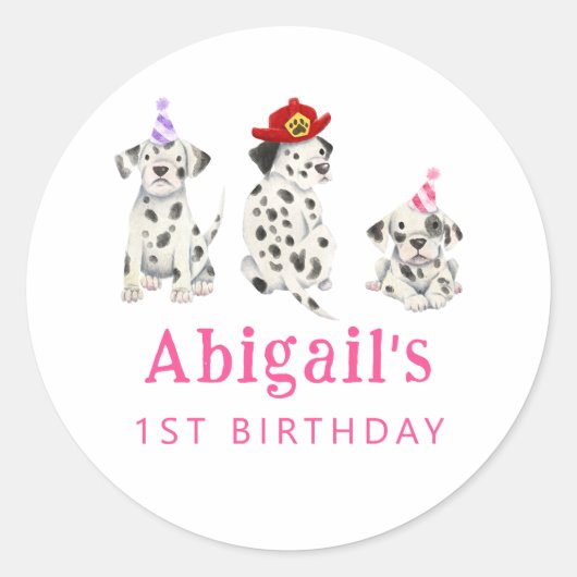 Firefighter Girl Birthday Party Gefallen Runder Aufkleber (Vorderseite)