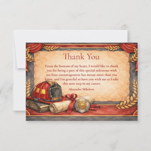 Firefighter Graduation Party Dankeskarte (Vorderseite)