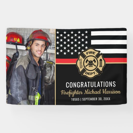 Firefighter Graduation Party Fireman Foto Banner (Horizontal)