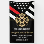 Firefighter Graduation Party Red Line Feuerwehrman Banner (Vertikal)