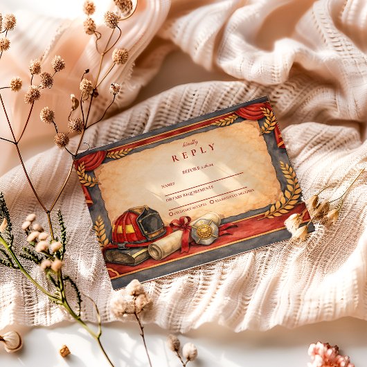 Firefighter Graduation Party RSVP Karte