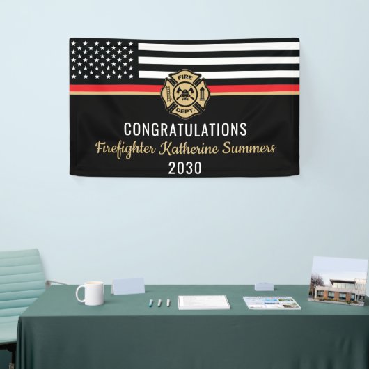 Firefighter Graduation Party Thin Red Line Flag Banner (Messeveranstaltung)