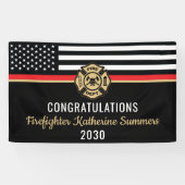 Firefighter Graduation Party Thin Red Line Flag Banner (Horizontal)