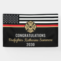 Firefighter Graduation Party Thin Red Line Flag