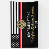 Firefighter Graduation Party Thin Red Line Flag Banner (Vertikal)