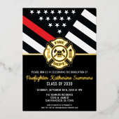 Firefighter Graduation Party Thin Red Line Flag Folieneinladung (Vorderseite)