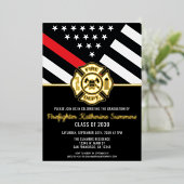 Firefighter Graduation Party Thin Red Line Flag Folieneinladung (Stehend vorne)