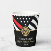 Firefighter Graduation Party Thin Red Line Flag Pappbecher (Rückseite)