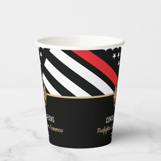 Firefighter Graduation Party Thin Red Line Flag Pappbecher (Links)