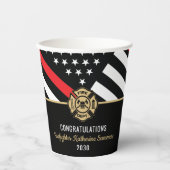 Firefighter Graduation Party Thin Red Line Flag Pappbecher (Vorderseite)