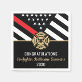 Firefighter Graduation Party Thin Red Line Flag Serviette (Vorderseite)