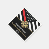 Firefighter Graduation Party Thin Red Line Flag Serviette (Ecke)