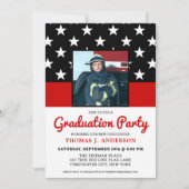 Firefighter Graduation Party Thin Red Line Foto Einladung (Vorderseite)