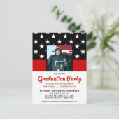 Firefighter Graduation Party Thin Red Line Foto Einladungspostkarte (Stehend Vorderseite)