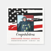 Firefighter Graduation Party Thin Red Line Foto Serviette (Vorderseite)
