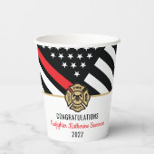 Firefighter Graduation Party Thin Red Line Pappbecher (Rückseite)