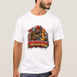 Firefighter Graffiti Street Art Design T-Shirt