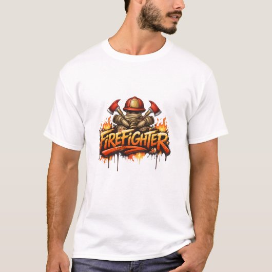 Firefighter Graffiti Street Art T-Shirt (Vorderseite)