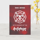 Firefighter Happy Holidays Vielen Dank Emblem auf Karte (Gelbe Blume)