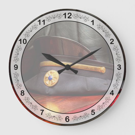 Firefighter - Hat - The ex chihat Große Wanduhr (Vorderseite)