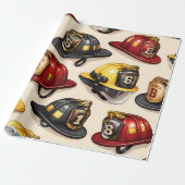 Firefighter helmet pattern fire station wrap geschenkpapier (Ungerollt)