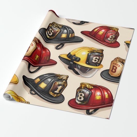 Firefighter helmet pattern fire station wrap geschenkpapier (Ungerollt)