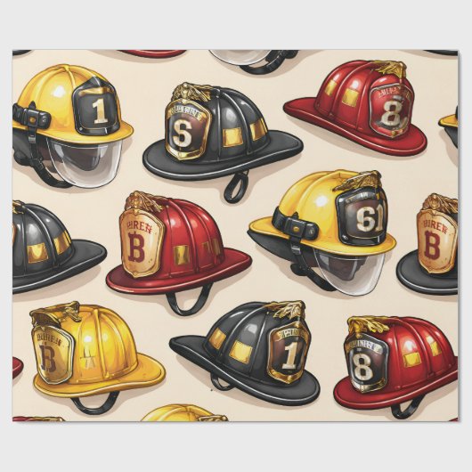 Firefighter helmet pattern fire station wrap geschenkpapier (Flach)