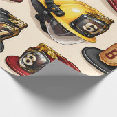 Firefighter helmet pattern fire station wrap geschenkpapier (Ecke)