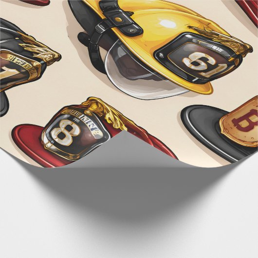 Firefighter helmet pattern fire station wrap geschenkpapier (Ecke)