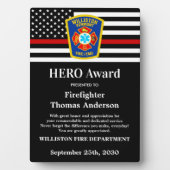 Firefighter HERO Award Thin Red Line Fotoplatte (Vorderseite)