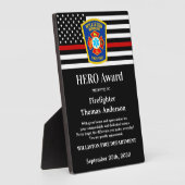 Firefighter HERO Award Thin Red Line Fotoplatte (Seite)